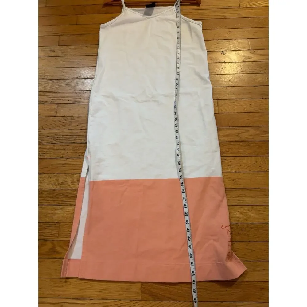 Nike Womens Medium White Peach Colorblock Slip Dress Beach Cover Up Midi M